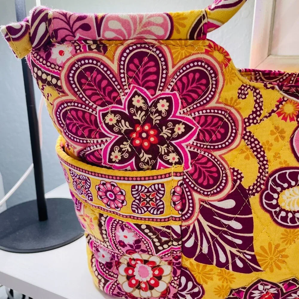 Vera Bradley Gabby Bag Bali Gold Quilted Floral Tote Retired Print - Picture 5 of 9